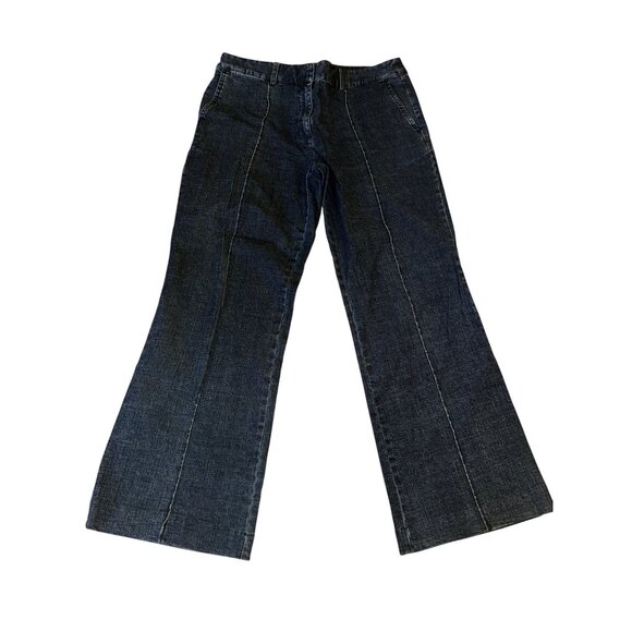 Casual Corner Stretch Dark Wash Flared Denim Jeans Size 12 Classic Casual Y2K - Picture 1 of 6